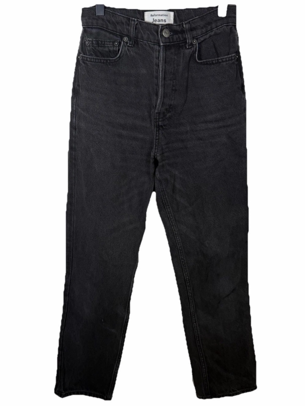 Reformation Jeans Size 24 Black Wash Straight Leg Button Fly High Rise Casual